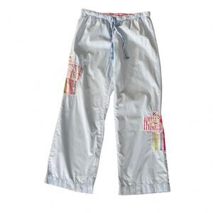 GapBody Patchwork Lounge Pants Blue XS Cottage Holiday Plaid Floral Y2K Style